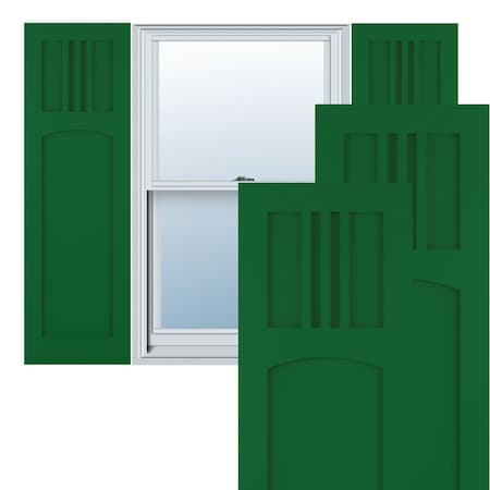 True Fit PVC San Miguel Mission Style Fixed Mount Shutters, Viridian Green, 15W X 25H